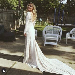 beautiful long white open back dress